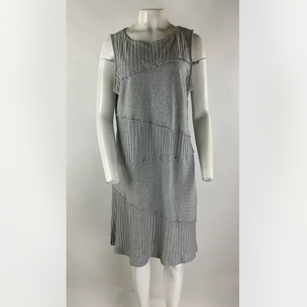 Soft Surroundings Sz L Ribbed Jersey Tank Pullover Dress Gray 100% Cotton